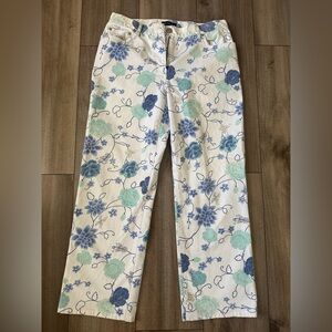 Ann Taylor Blue and Green Floral  vintage trousers size6